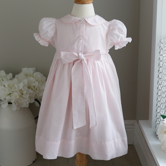 Strasburg Dress Smocked Pink Embroidery Spring Portraits Special Occasion - Picture 3 of 5